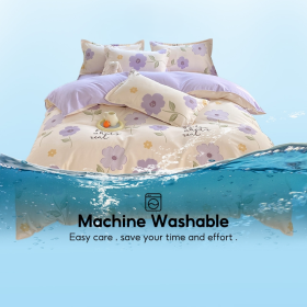 4 in 1 fitted Bedding Set Quilt Cover Bed Sheet Pillowcase Set - Design 6 - Image 10