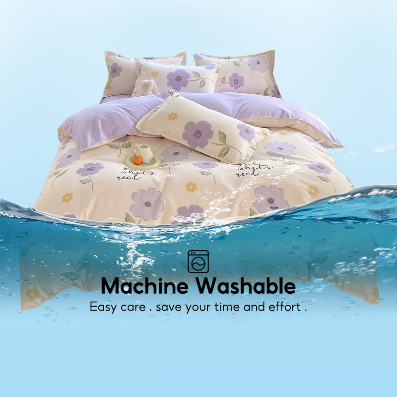 4 in 1 fitted Bedding Set Quilt Cover Bed Sheet Pillowcase Set - Design 6 - Image 10