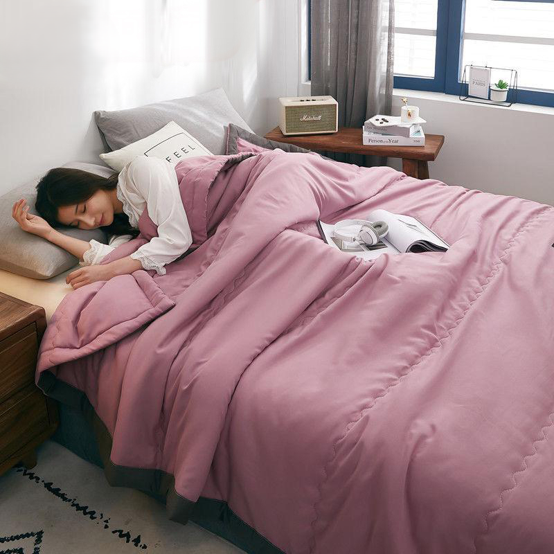 Summer Cotton Blanket Quilt Soft Comforter Washable - Bean Paste - Image 1