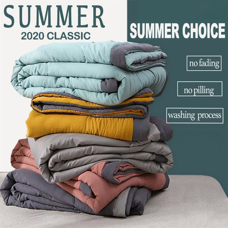 Summer Cotton Blanket Quilt Soft Comforter Washable - Yellow - Image 2