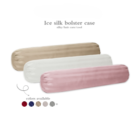 Luxury Smooth Satin Silk Bolster Case Cooling Feel Pillowcase Wash Silk Long Pillowcase Soft Silk Protector - Gray (Pillowcase) - Image 3