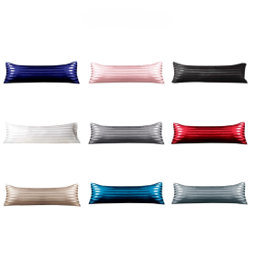Luxury Smooth Satin Silk Bolster Case Cooling Feel Pillowcase Wash Silk Long Pillowcase Soft Silk Protector - Gray (Pillowcase) - Image 6
