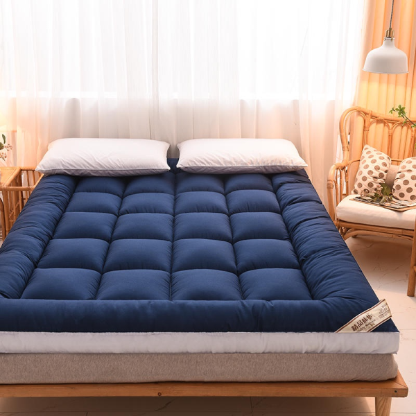 Thicker Topper Mattress Spring Four Seasons Foldable - Dark Blue