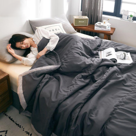 Summer Cotton Blanket Quilt Soft Comforter Washable - Dark Grey - Image 1