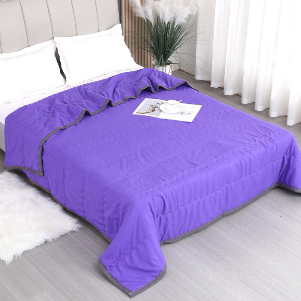 Summer Cotton Blanket Quilt Soft Comforter Washable - Deep Purple