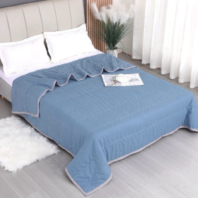 Summer Cotton Blanket Quilt Soft Comforter Washable - Deep Blue