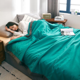 Summer Cotton Blanket Quilt Soft Comforter Washable - Emerald Green - Image 1