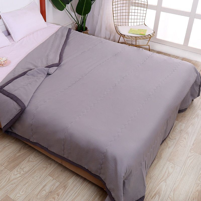 Summer Cotton Blanket Quilt Soft Comforter Washable - Grey - Image 1