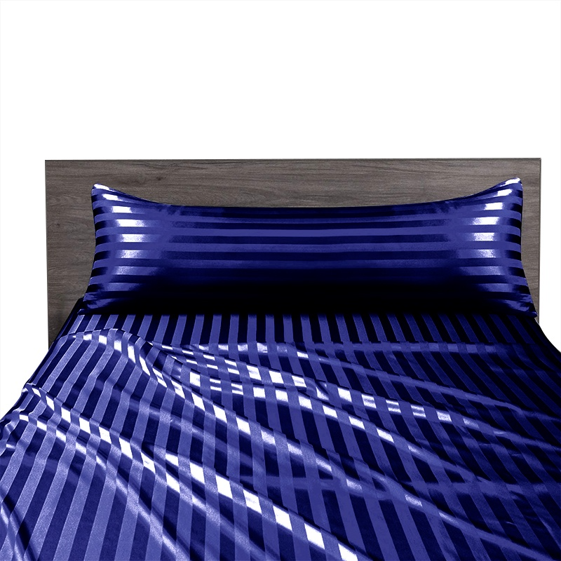 Luxury Smooth Satin Silk Bolster Case Cooling Feel Pillowcase Wash Silk Long Pillowcase Soft Silk Protector - Blue (Long) - Image 1