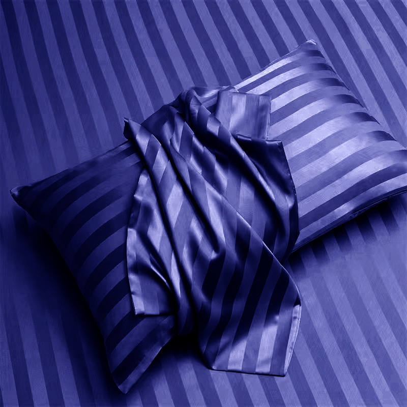 Luxury Smooth Satin Silk Bolster Case Cooling Feel Pillowcase Wash Silk Long Pillowcase Soft Silk Protector - Navy (Pillowcase) - Image 1