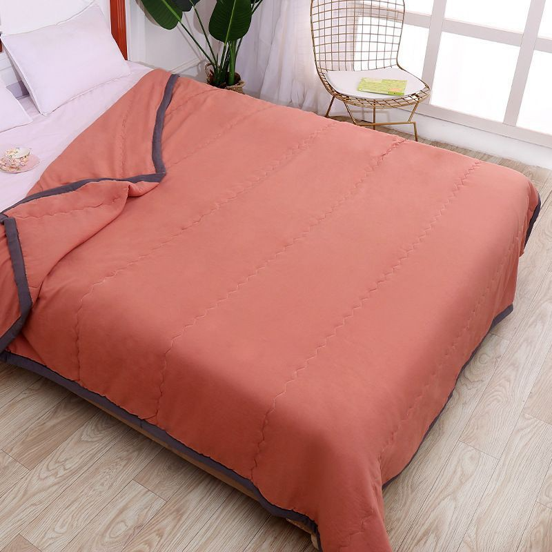 Summer Cotton Blanket Quilt Soft Comforter Washable - Orange - Image 1