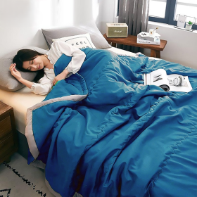 Summer Cotton Blanket Quilt Soft Comforter Washable - Oriental Blue - Image 1