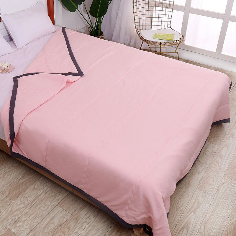 Summer Cotton Blanket Quilt Soft Comforter Washable - Pink - Image 1