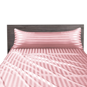 Luxury Smooth Satin Silk Bolster Case Cooling Feel Pillowcase Wash Silk Long Pillowcase Soft Silk Protector - Pink (Long) - Image 1