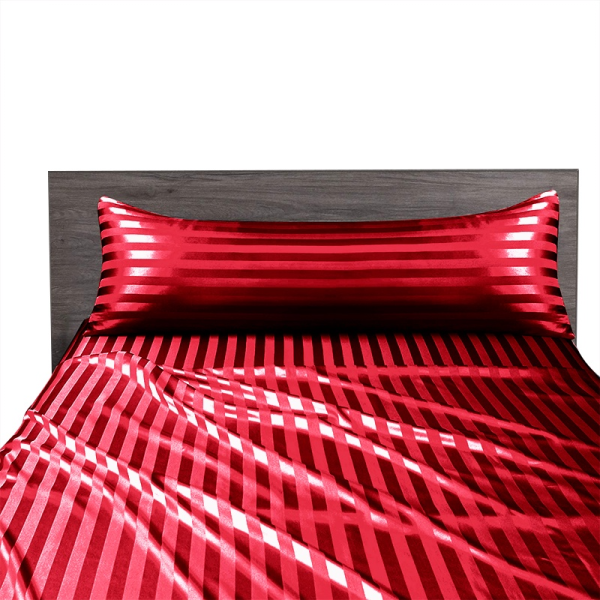 Luxury Smooth Satin Silk Bolster Case Cooling Feel Pillowcase Wash Silk Long Pillowcase Soft Silk Protector - Wine Red (Long)