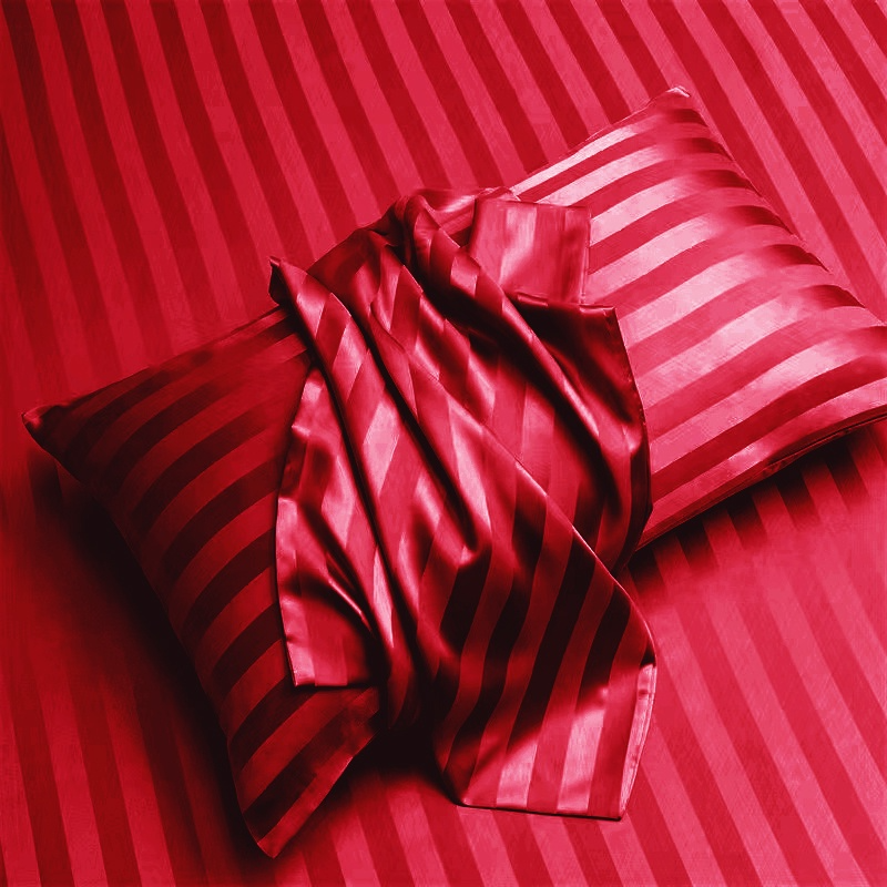 Luxury Smooth Satin Silk Bolster Case Cooling Feel Pillowcase Wash Silk Long Pillowcase Soft Silk Protector - Wine Red (Pillowcase) - Image 1