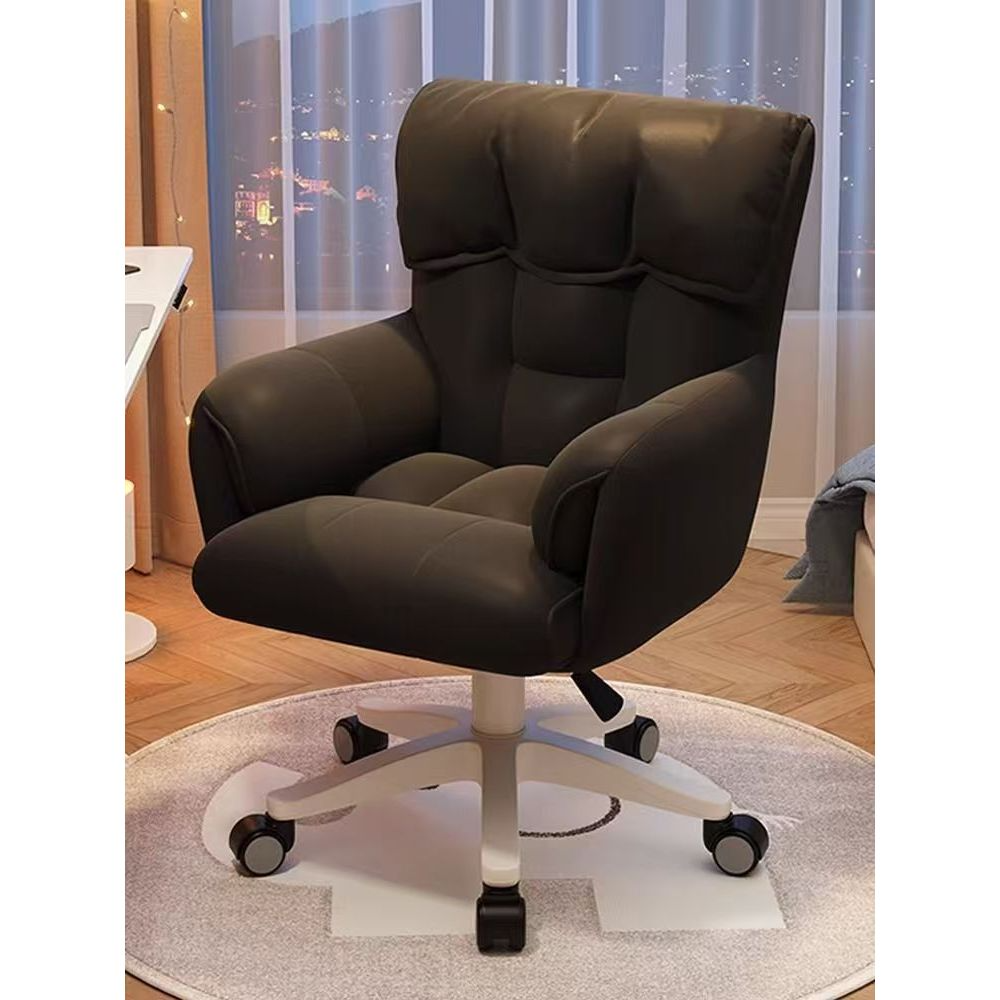 Home Computer Study Adjust Height Recline Dressing Swivel Chair - Black (Leathaire) - Image 1