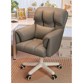 Home Computer Study Adjust Height Recline Dressing Swivel Chair - Grey (Leathaire) - Image 1