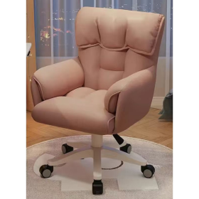Home Computer Study Adjust Height Recline Dressing Swivel Chair - Pink (Leathaire) - Image 1