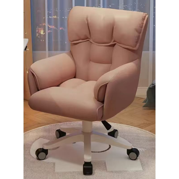 Home Computer Study Adjust Height Recline Dressing Swivel Chair - Pink (Leathaire)
