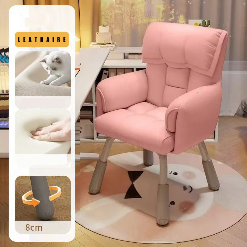 Home Computer Study Adjust Height Recline Dressing Chair - Pink - Image 1