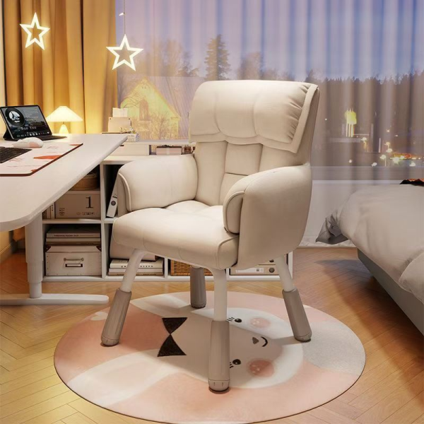 Home Computer Study Adjust Height Recline Dressing Chair - White