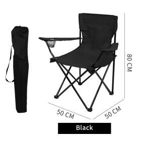 Folding Camping for Outdoor Beach Chair Folding Stool With Arm Hiking Chair Portable Fishing Beach Chair - Black - Image 1