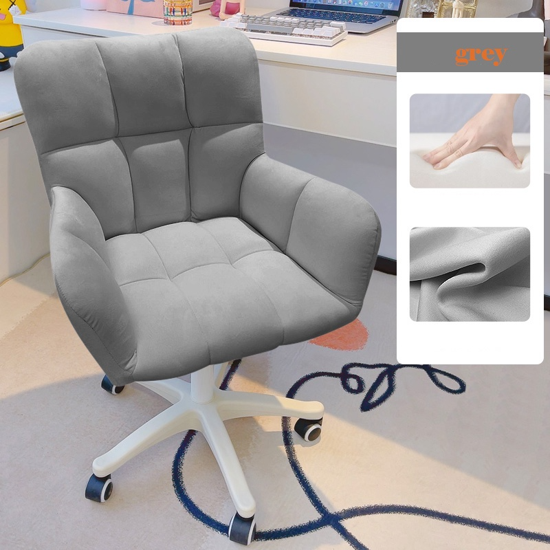 Home Computer Study Adjust Height Recline Dressing Swivel Chair - Grey - Image 1