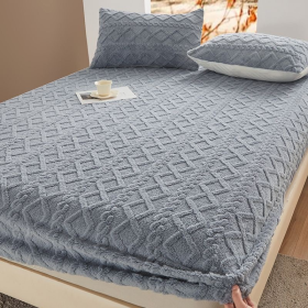 Bed Cover Sheet Taffeine Coral Fleece Milk Plus Flannel - Grey - Image 1