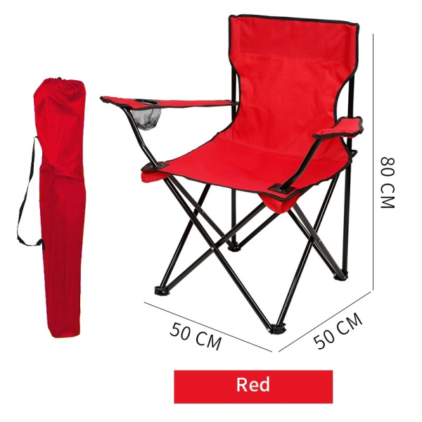 Folding Camping for Outdoor Beach Chair Folding Stool With Arm Hiking Chair Portable Fishing Beach Chair - Red