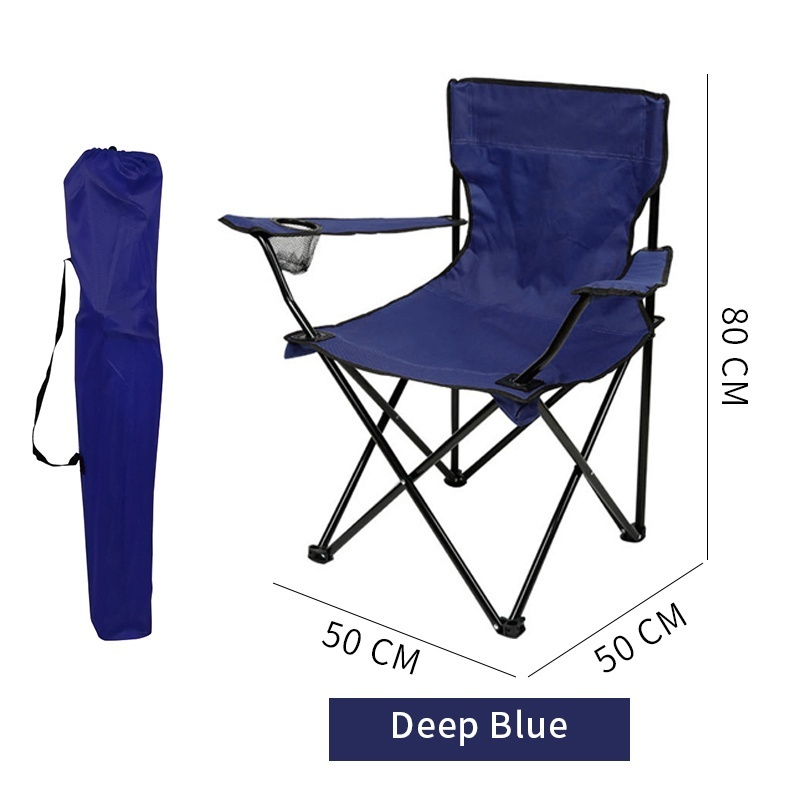 Folding Camping for Outdoor Beach Chair Folding Stool With Arm Hiking Chair Portable Fishing Beach Chair - Tibetan Blue - Image 1