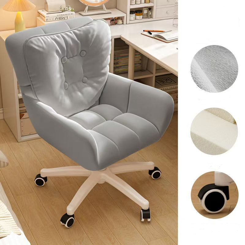 Home Computer Study Adjust Height Recline Dressing Swivel Chair - Grey (Upgrade) - Image 1