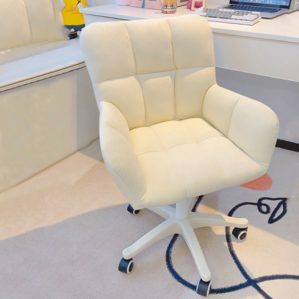 Home Computer Study Adjust Height Recline Dressing Swivel Chair - White