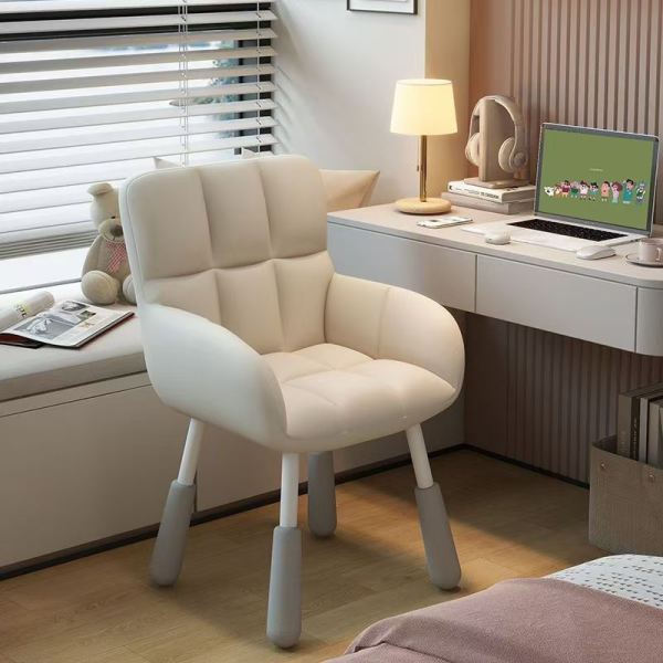 Home Computer Study Adjust Height Recline Dressing Chair - White
