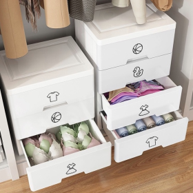 Drawer Storage Cabinet Plastic Storage Wardrobe with Lock - White (6 Tier) L50cm - Image 9