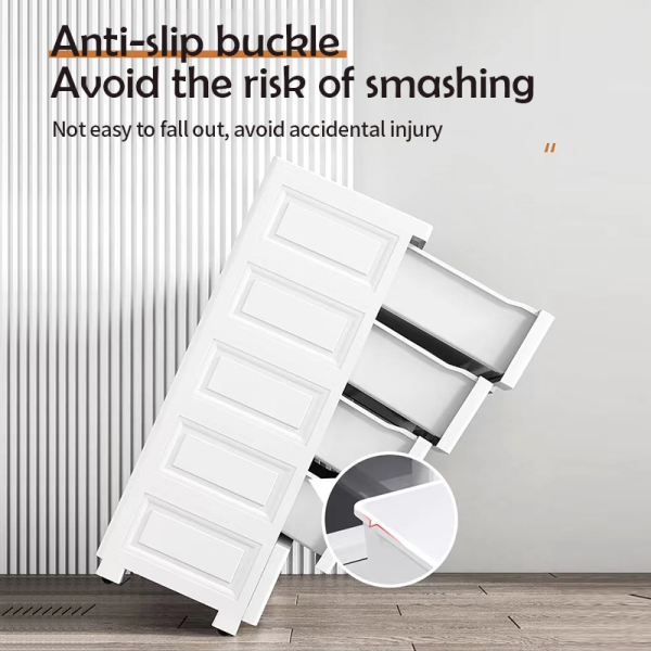 Drawer Storage Cabinet Plastic Storage Wardrobe with Lock - White (6 Tier) L50cm