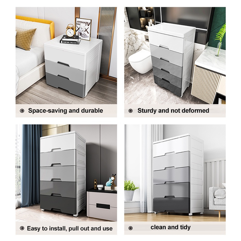 Drawer Storage Cabinet Plastic Storage Wardrobe with Lock - White (6 Tier) L50cm - Image 7