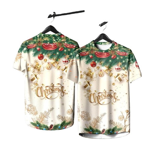 2025 Merry Christmas T shirt New Retro Collor Jersey Full Sublimation Microfiber - WRX-Q23622