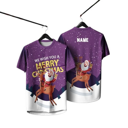 2025 Merry Christmas T shirt New Retro Collor Jersey Full Sublimation Microfiber - WRX-Q24095