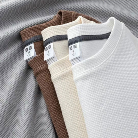 Loose Men's Long Sleeve Korean Outdoor Casual Top Unisex Plain Sports T-shirt - Milky White - Image 5