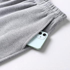 Men Casual Long Pants Cropped Trouser Drawstring Jogger Pant - Blue - Image 6