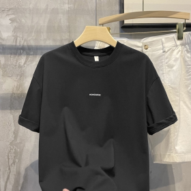 100% Cotton Men Oversize Round Neck Casual Short Sleeve Unisex T-Shirt - Black - Image 1