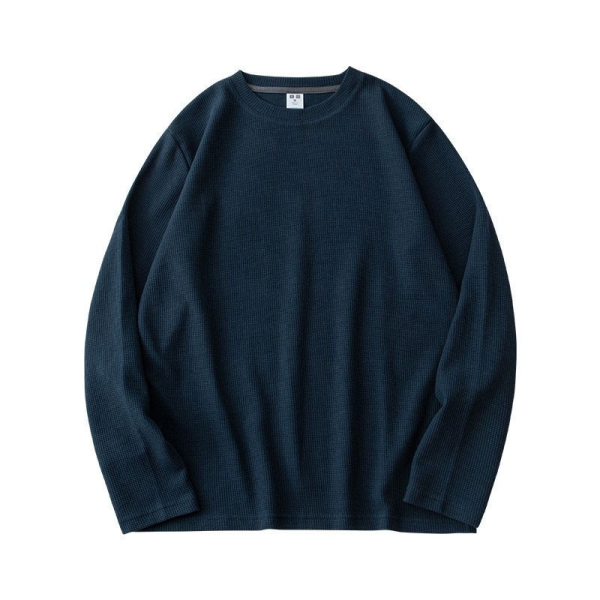 Loose Men's Long Sleeve Korean Outdoor Casual Top Unisex Plain Sports T-shirt - Blue