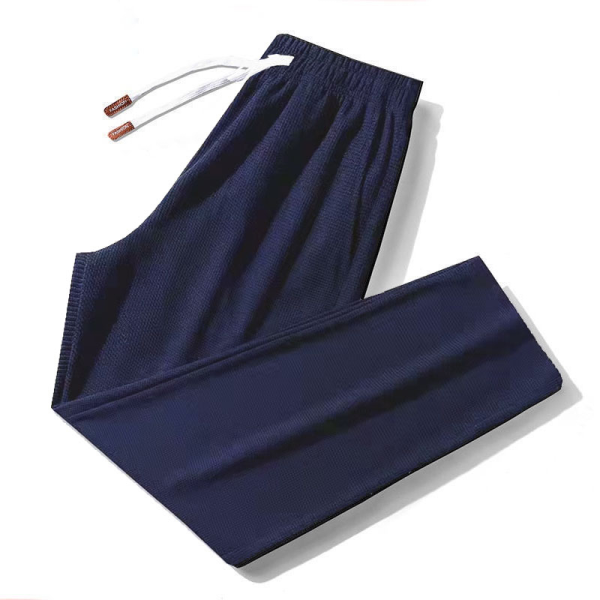 Men Casual Long Pants Cropped Trouser Drawstring Jogger Pant - Blue