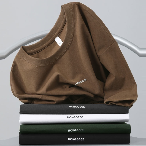 100% Cotton Men Oversize Round Neck Casual Short Sleeve Unisex T-Shirt - White