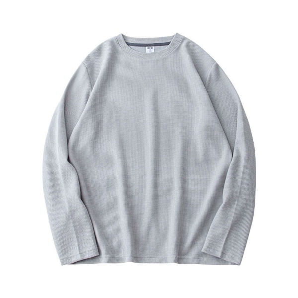 Loose Men's Long Sleeve Korean Outdoor Casual Top Unisex Plain Sports T-shirt - Grey