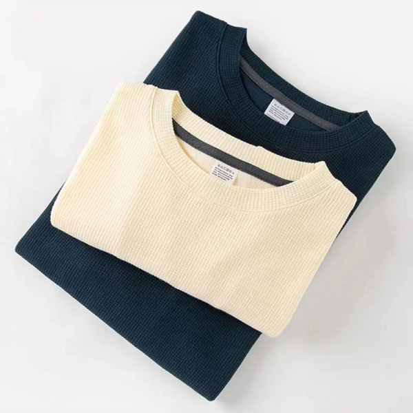 Loose Men's Long Sleeve Korean Outdoor Casual Top Unisex Plain Sports T-shirt - Milky White