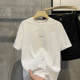 100% Cotton Men Oversize Round Neck Casual Short Sleeve Unisex T-Shirt - White - Image 1