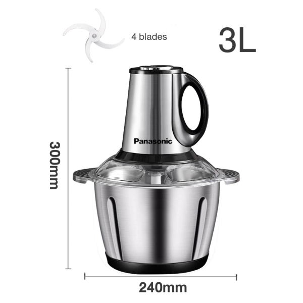 Panasonic Chopper Blender Stainless Steel Electric Food Chopper Meat Grinder Machine Mixer Food Processor - 3L