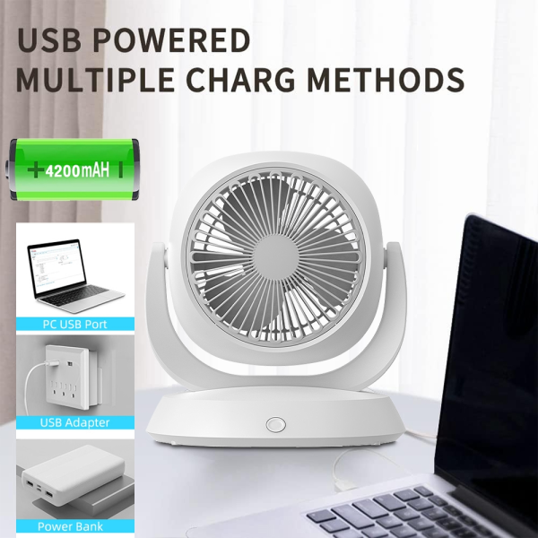 Panasonic Kipas Meja Desk Fan Portable Fan Household Home & Office USB Rechargeable Desktop Silent Fan 4200mAh